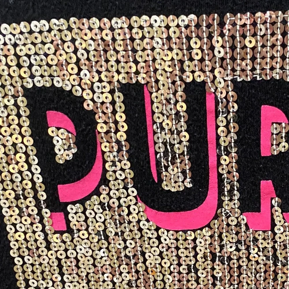 Total Girl Purrfect black short sleeve sparkly PURRFECT T-Shirt sz 10